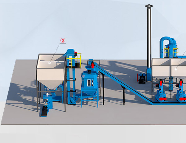 Biomass drying granulating production line